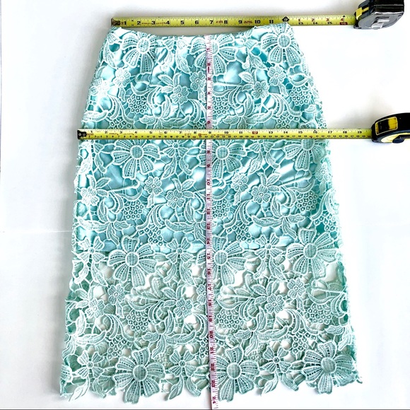 Beautiful Seafoam Green Lace Midi Skirt - Picture 10 of 16